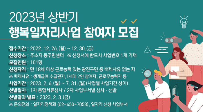 2023년 상반기 행복일자리사업 참여자 모집