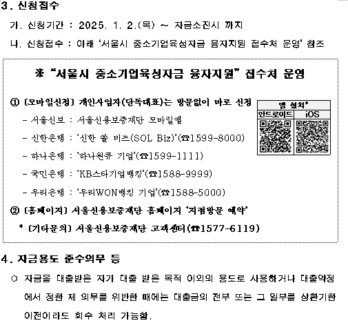 2025년 서울특별시 중소기업육성자금 융자 지원 안내