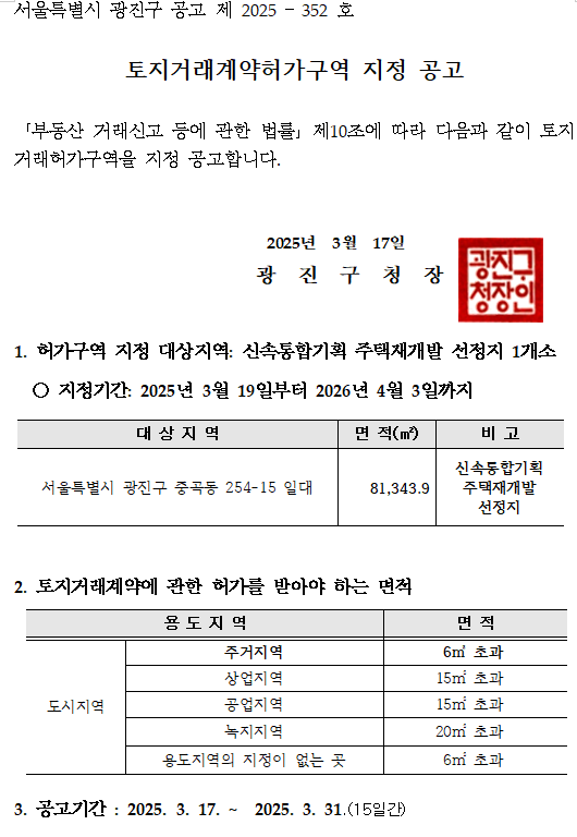 토지거래계약허가 공고
