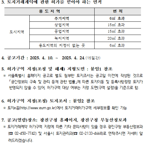 토지거래계약허가구역 지정(조정 및 해제) 공고2
