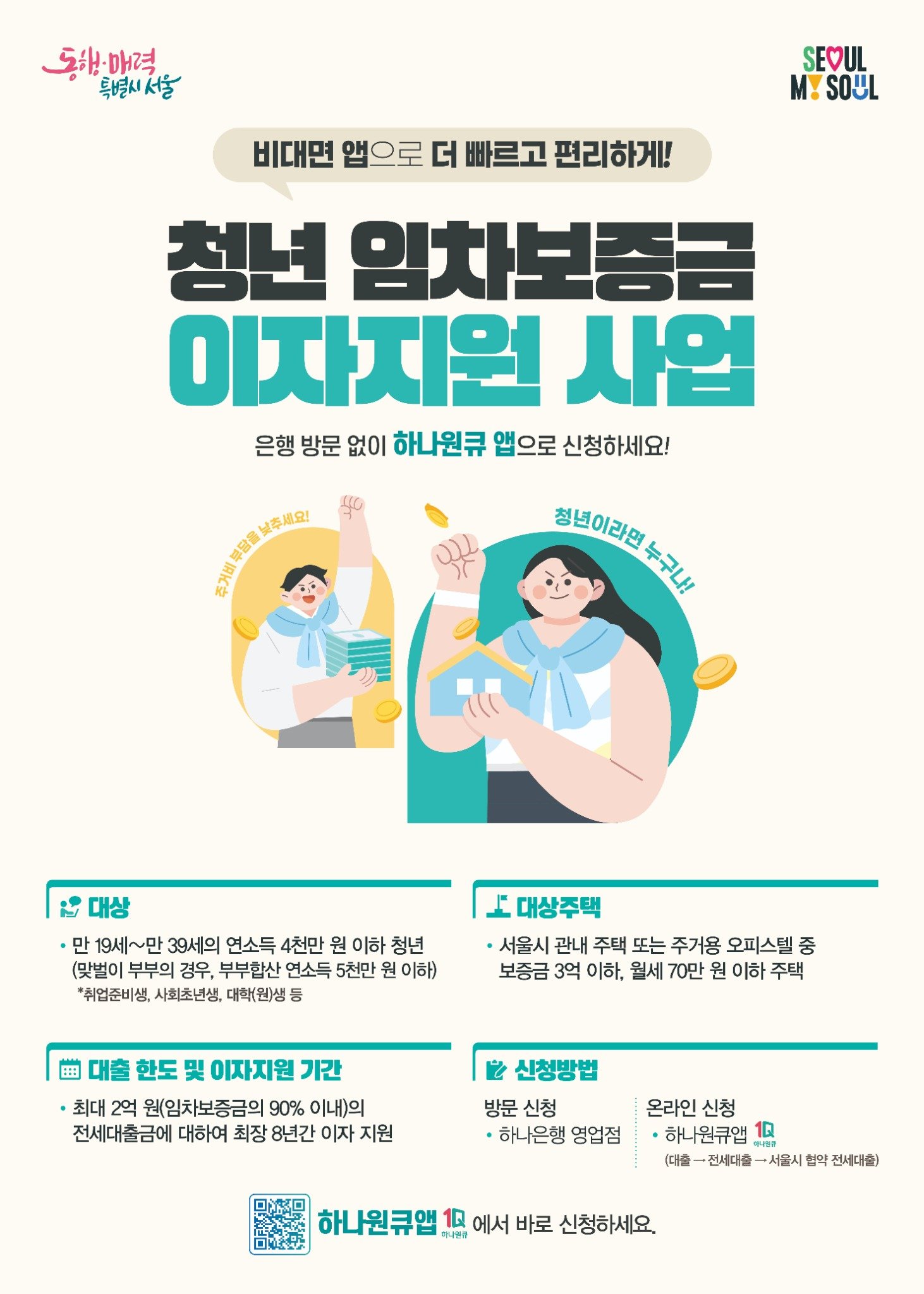 서울시 청년 임차보증금 이자지원 온라인 대출 시행