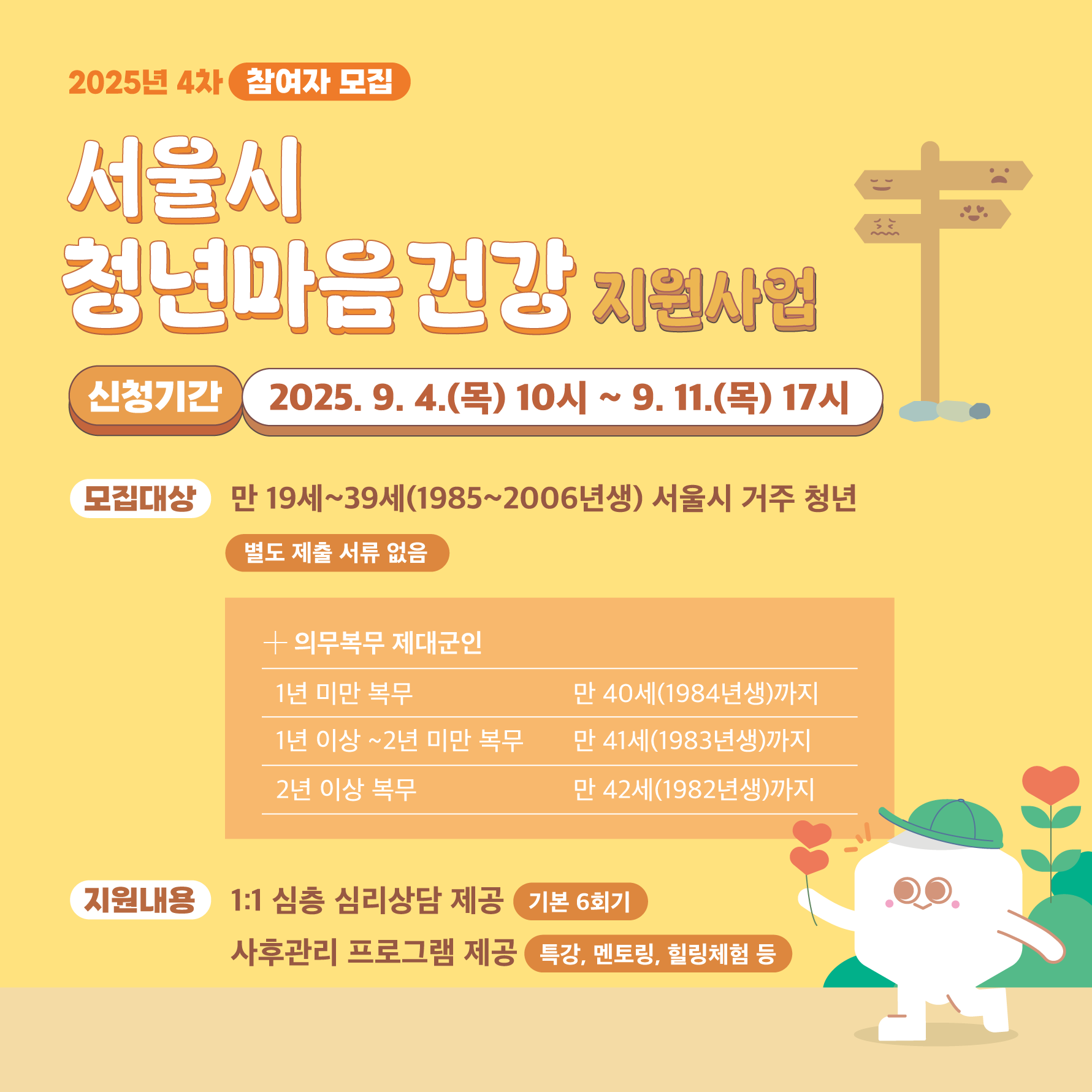 2025년 서울시 청년 마음건강 지원사업 4차 모집 2