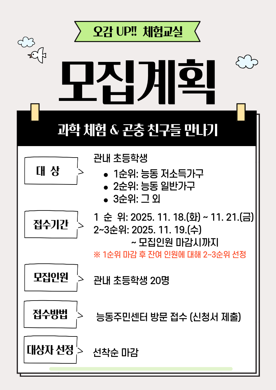 동 특화사업 모집계획